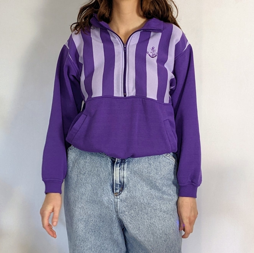 Vintage Striped Colour-block Pullover Sweater 1990s Lady Foot Locker